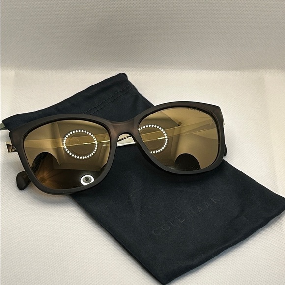 Cole Haan 57mm Polarized Sleek Square Matte Grey and Gold Women\'s Sunglasses main image 13
